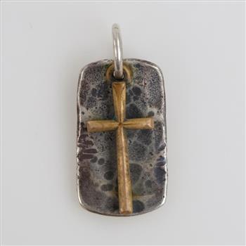 James Avery Sterling Silver Engravable Tag & Cross Charm