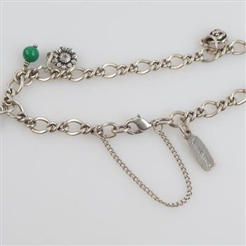 James Avery Sterling Silver Flower Charms Medium Twist Charm Bracelet