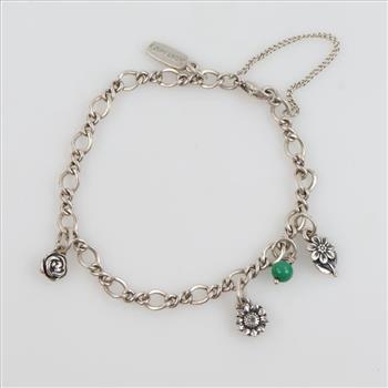 James Avery Sterling Silver Flower Charms Medium Twist Charm Bracelet