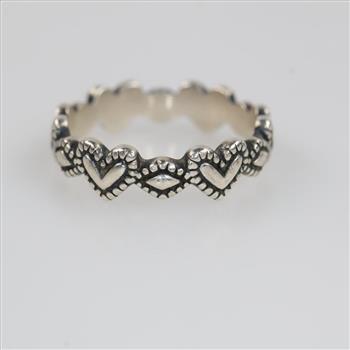 James Avery Sterling Silver Hearts And Beads Ring
