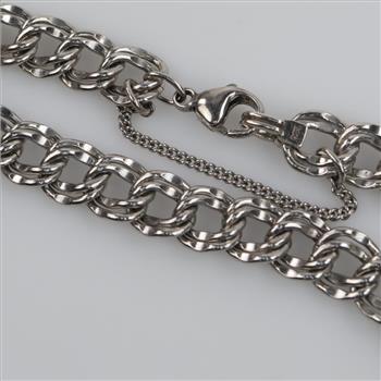 James Avery Sterling Silver Heavy Double Curb Charm Bracelet