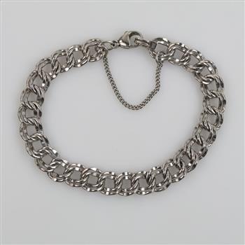 James Avery Sterling Silver Heavy Double Curb Charm Bracelet