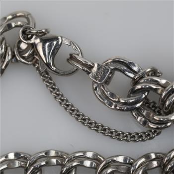 James Avery Sterling Silver Heavy Double Curb Charm Bracelet