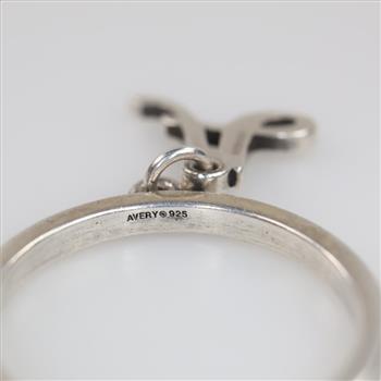 James Avery Sterling Silver Script Initial Dangle Ring