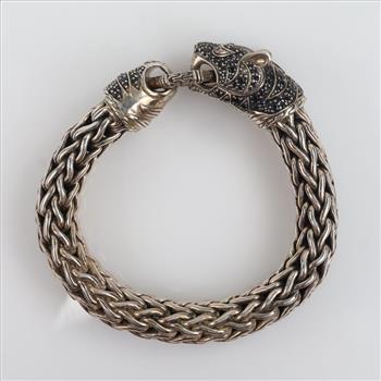 James Hardy Sterling Silver Black Sapphire Naga Bracelet -Evaluated By Certified Gemologist-AGS/GIA