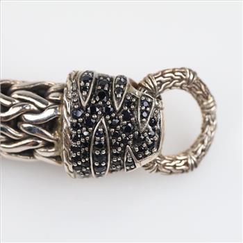 James Hardy Sterling Silver Black Sapphire Naga Bracelet -Evaluated By Certified Gemologist-AGS/GIA