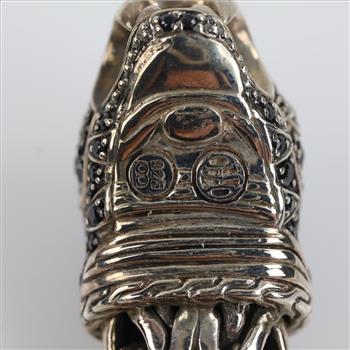 James Hardy Sterling Silver Black Sapphire Naga Bracelet -Evaluated By Certified Gemologist-AGS/GIA