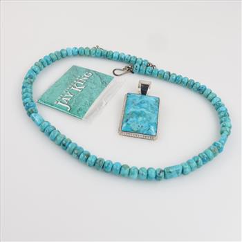 Jay King Beaded Necklace And Pendant With Sterling Silver Hardware