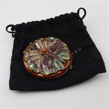 Jay Strongwater Multi-color Stone Butterfly Compact Mirror