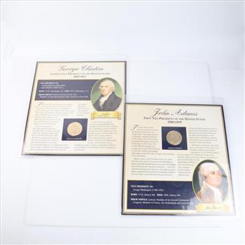 John Adams & George Clinton Portrait American Eagle Coins And Stamps, 5+ Coins And Stamps