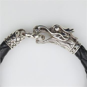 John Hardy Sterling Silver Naga Dragon Leather Cord Bracelet