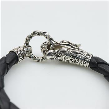 John Hardy Sterling Silver Naga Dragon Leather Cord Bracelet