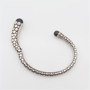 John Hardy Sterling Silver Sapphire Dot Bangle Cuff