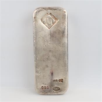 Johnson Matthey Fine Silver 100 Oz Bar
