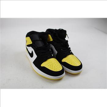 Jordan 1 Mid Yellow/Black/White Sneakers, Men's 8