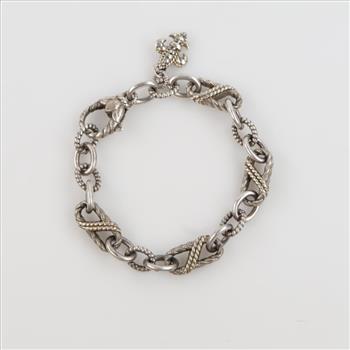 Judith Ripka .900-.800 Silver Fleur De Lis Bracelet With Charm