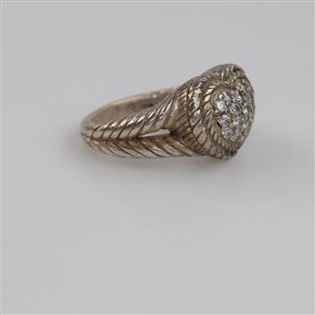 Judith Ripka Sterling Silver Clear Stone Heart Ring