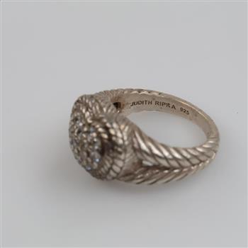Judith Ripka Sterling Silver Clear Stone Heart Ring
