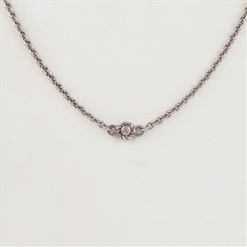 Judith Ripka Sterling Silver Pink Stone Accent Necklace