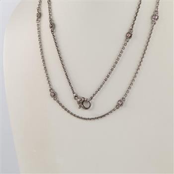 Judith Ripka Sterling Silver Pink Stone Accent Necklace