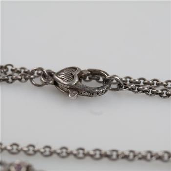 Judith Ripka Sterling Silver Pink Stone Accent Necklace