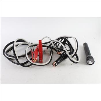 Jumper Cables And Mag-Lite Flashlight, 2 Pieces