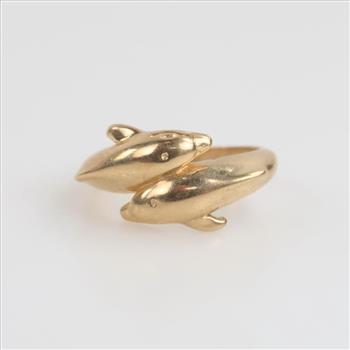 Kabana 14kt Gold Hollow Dolphin Ring