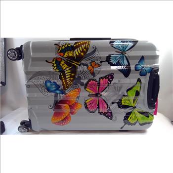 Karriage-Mate Large 4-Wheel Butterfly Hard Shell Suitcase, Multicolor