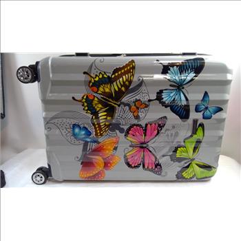 Karriage-Mate Large 4-Wheel Butterfly Hard Shell Suitcase, Multicolor