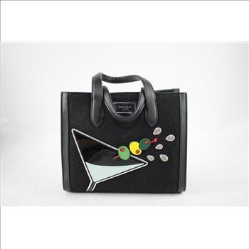 Kate Spade Black Handbag Purse With Martini Drink Image