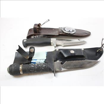 Kershaw Knife With Leather Sheath, 2 Pieces