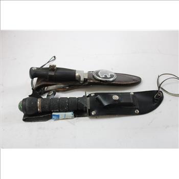 Kershaw Knife With Leather Sheath, 2 Pieces