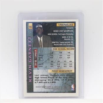 Kevin Garnett 1996 Topps NBA 1st Draft Trading Card