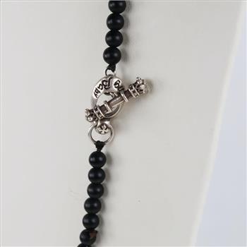 King Baby Sterling Silver And Black Onyx Beads Rosary Necklace