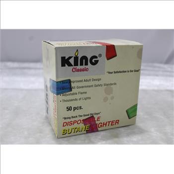 King Classic Disposable Butane Lighters, 5 Boxes