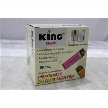 King Classic Disposable Butane Lighters, 5 Boxes