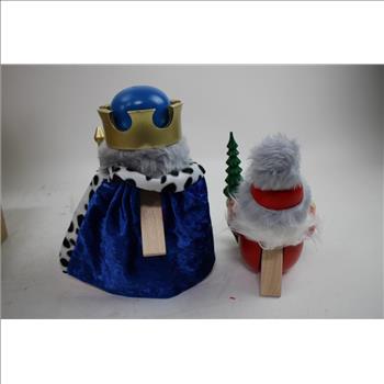 King Nutcracker, Santa With Christmas Tree Nutcracker, 2 Pieces