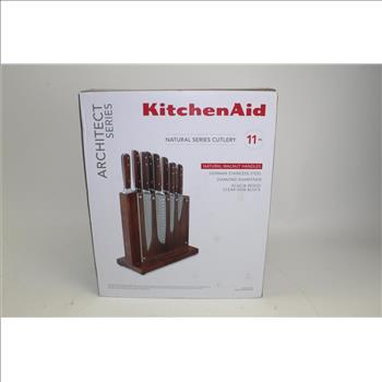 KitchenAid Architect Series 11 Piece Knife Set In Acacia Wood/Clear View Block