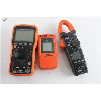 Klein Tools Multimeters & Extech Phase Sequence Tester, 3 Pieces