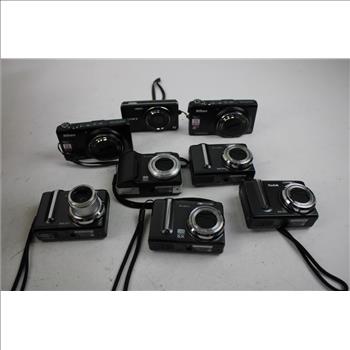 Kodak, Nikon, Sony Digital Cameras Bulk Lot, 8 Pieces