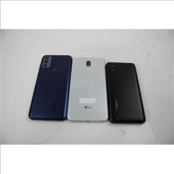 Koobee, Motorola, LG Cell Phone Lot, 3 Pieces, Sold For Parts
