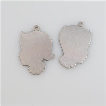 Krementz 12kt White GF Vintage Child Silhouette Charms, 2 Pieces