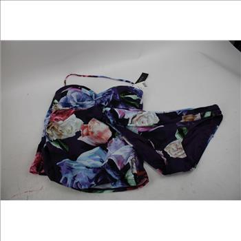 La Blanca Plum Floral Beachy Takini Top & Bottoms With La Blanca Multi-Color Halter Top 3 Pieces