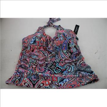 La Blanca Plum Floral Beachy Takini Top & Bottoms With La Blanca Multi-Color Halter Top 3 Pieces
