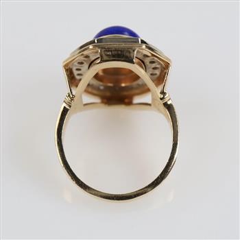 Lapis Diamond Accent 14kt Gold Oval Cocktail Ring