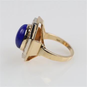 Lapis Diamond Accent 14kt Gold Oval Cocktail Ring