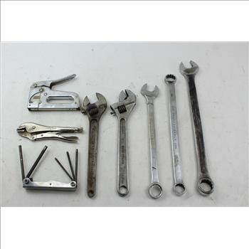 Large Combo Wrenches, Adjustable Wrench, & More Assorted Tools; 5+ Pieces