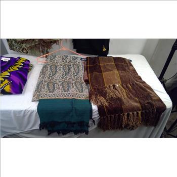 Large Duffel  Bag, Misc Throw Blankets/shawl 4 Pieces