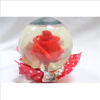 Large Floral Rose Glass Globe Red