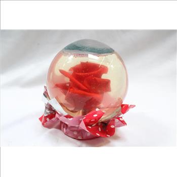 Large Floral Rose Glass Globe Red
